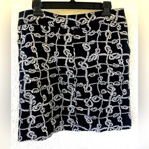 Navy and White Knotted Pattern Skirt